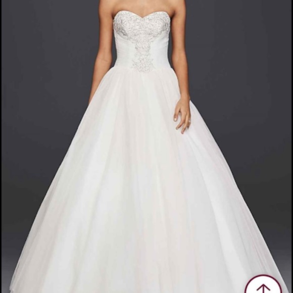 Strapless Tulle Ball Gown with Beaded Lace Bodice - Picture 1 of 12